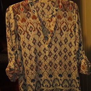 Sheer oversized blouse, patterned